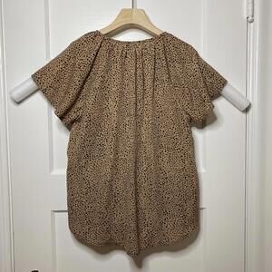 Shein Chic Camel Polka Dot Blouse Womens Medium Office Business Dressy Capsule